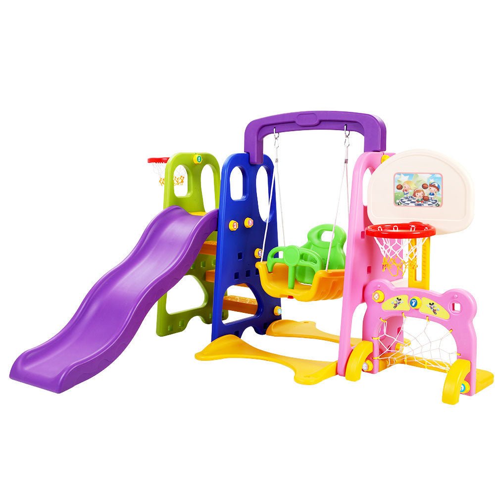Keezi Slide Swing with Basketball Hoop Toddler 7-in-1 | Kids Mega Mart | Shop Toys Now!