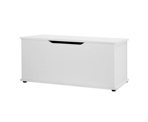 Keezi Kids Blanket Toy Box | White storage chest for toys and blankets, kid-friendly design.