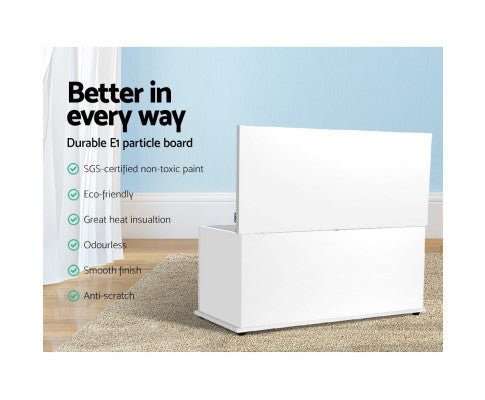 Furniture Keezi Kids Blanket Toy Box Storage Chest White Non Toxic