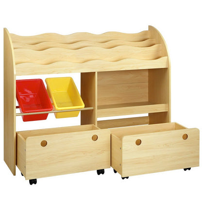 Keezi Kids Bookshelf | Colorful organizer with toy storage, ideal for childrens bedroom or playroom.