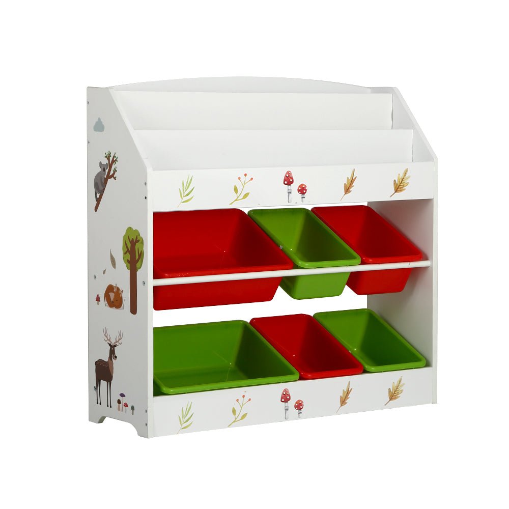 Keezi Bookshelf Toy Box Organiser 6 Bins | Kids Mega Mart | Shop Now!