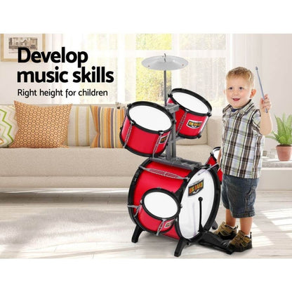 Keezi Kids Junior Drums Kit Toy Red - Musical playset for children at home