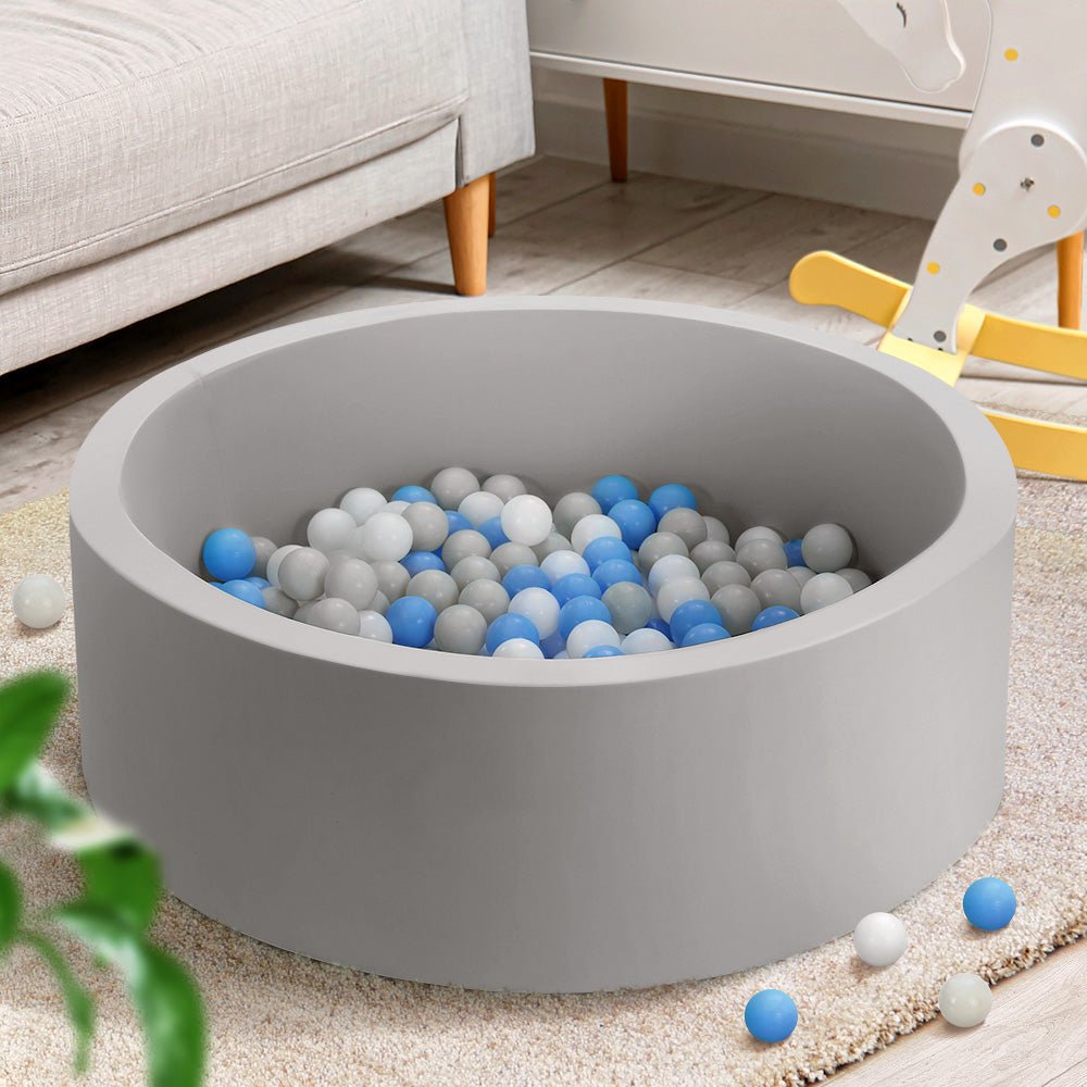 Keezi Kids Ocean Foam Ball Pit with Balls 90x30cm Grey