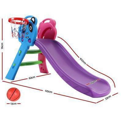 Keezi Kids Panda Slide with Basketball Hoop for active indoor play and fun at home.