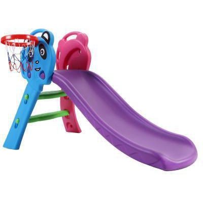 Keezi Kids Panda Slide with Basketball Hoop for fun indoor playtime at home.