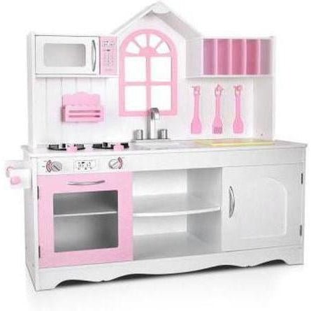 Keezi Kids Princess Kitchen Play Set Wooden White & Pink | Kids Mega Mart | Shop Now!