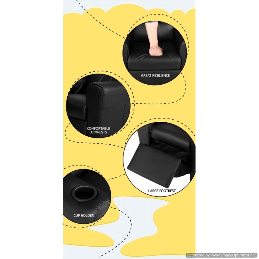 Keezi Kids Recliner Chair Black - Child-sized comfy chair for play and relaxation at home.