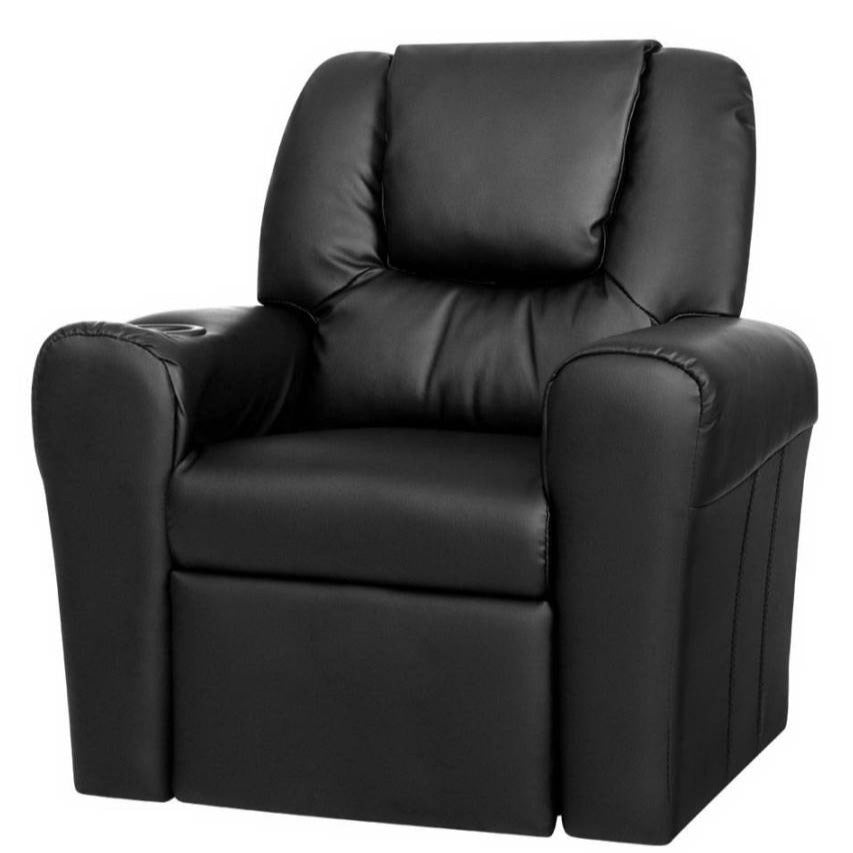 Keezi Kids Recliner Chair in Black - Child-size cozy and adjustable seating for home.