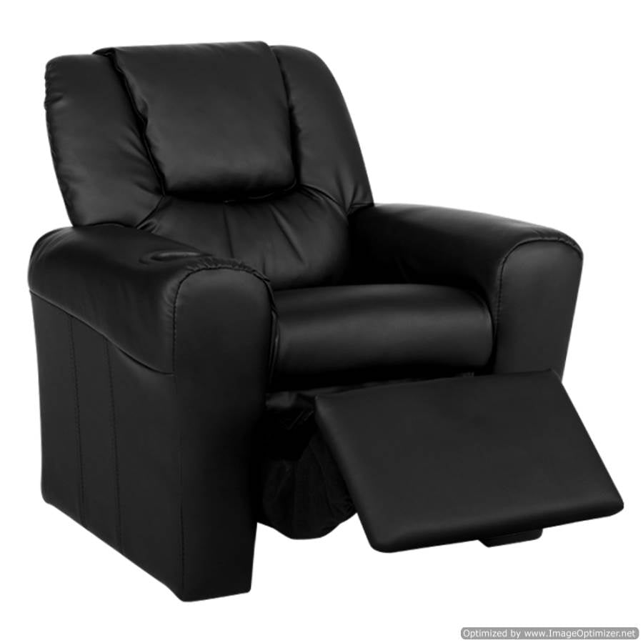 Keezi Kids Recliner Chair in Black for cozy comfort and relaxation at home.