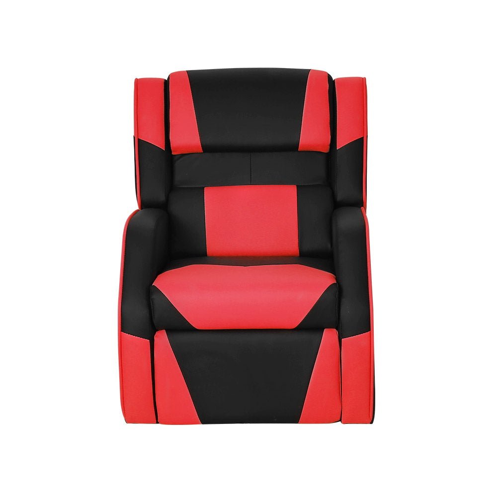 Keezi Kids Recliner Chair in Black Red, cozy and stylish seating for childrens comfort.