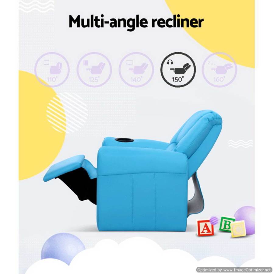 Furniture Artiss Kids Recliner Chair Blue