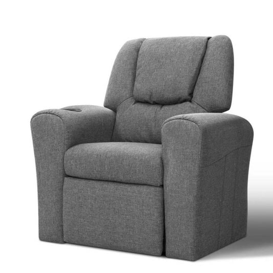 Keezi Kids Recliner Chair in Grey, child-friendly comfort for relaxing at home