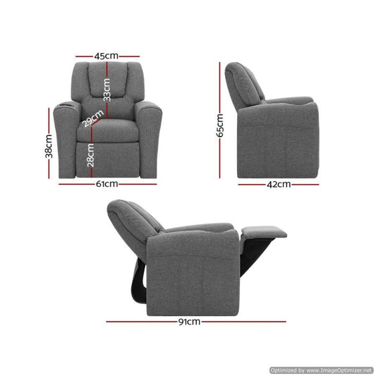 Keezi Kids Recliner Chair Grey - Stylish and comfy child-sized chair for cozy home seating.