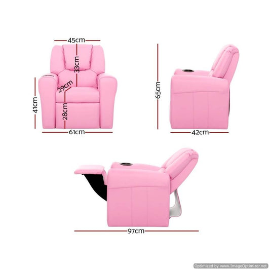 Keezi pink kids recliner chair | Comfortable and stylish seating for childrens relaxation at home.