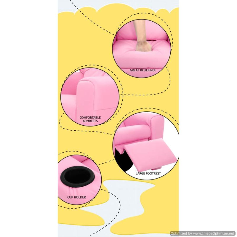 Furniture Artiss Kids Recliner Chair Pink