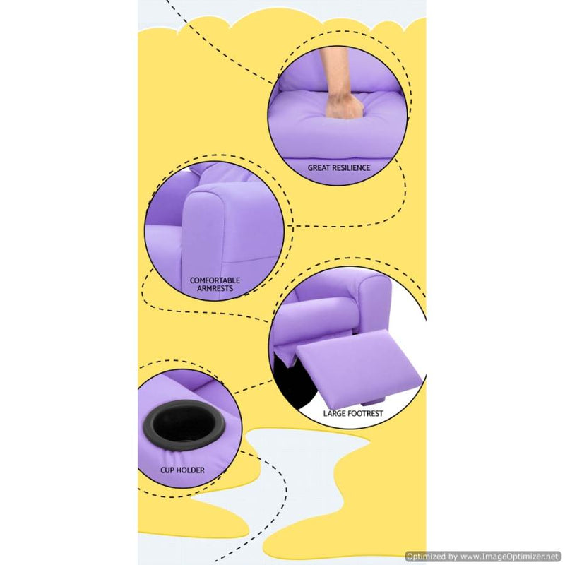 Shop Furniture Artiss Kids Recliner Chair Purple
