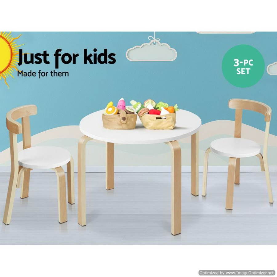 Keezi Kids Furniture Round Table and Chair Set Study Desk Dining White