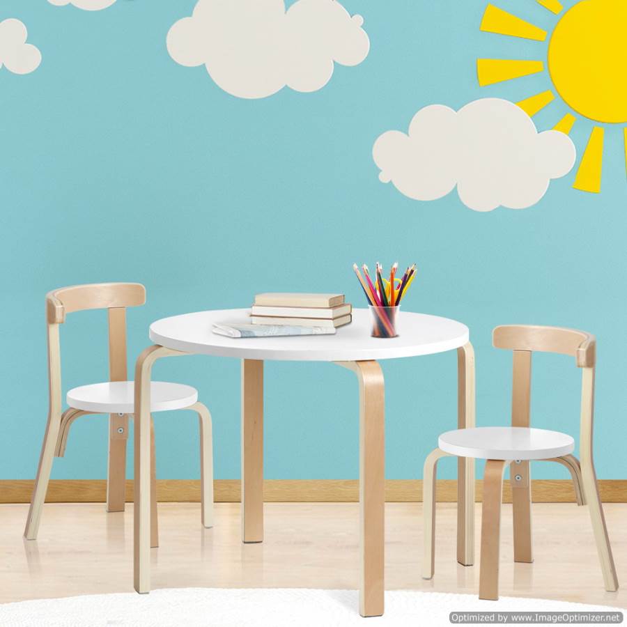 Keezi Kids Furniture Australia Round Table and Chair Set Dining White