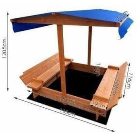 Outdoor Toys Keezi Wooden Outdoor Sand Box Set Sand Pit- Natural Wood