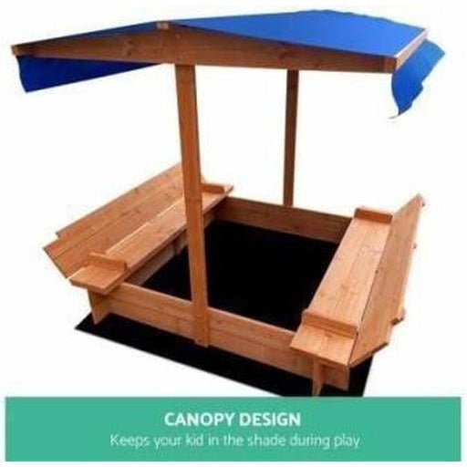 Outdoor Toys Keezi Wooden Outdoor Sand Box Set Sand Pit- Natural Wood