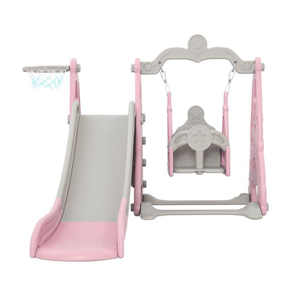 Keezi Kids Slide Play Set with Extra Long Slide, Basketball Hoop, Perfect for Toddlers