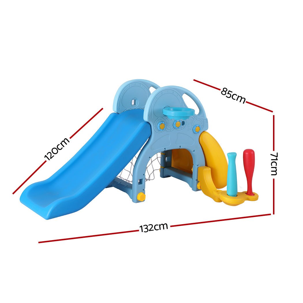 Keezi Kids climber play set with slide in vibrant blue, perfect for active indoor play.