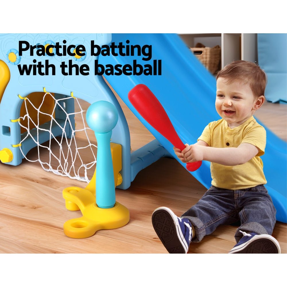 Keezi Kids blue climber play set with slide - perfect for active indoor fun.