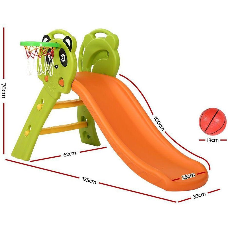 Keezi Kids Slide Toy with Basketball Hoop Orange