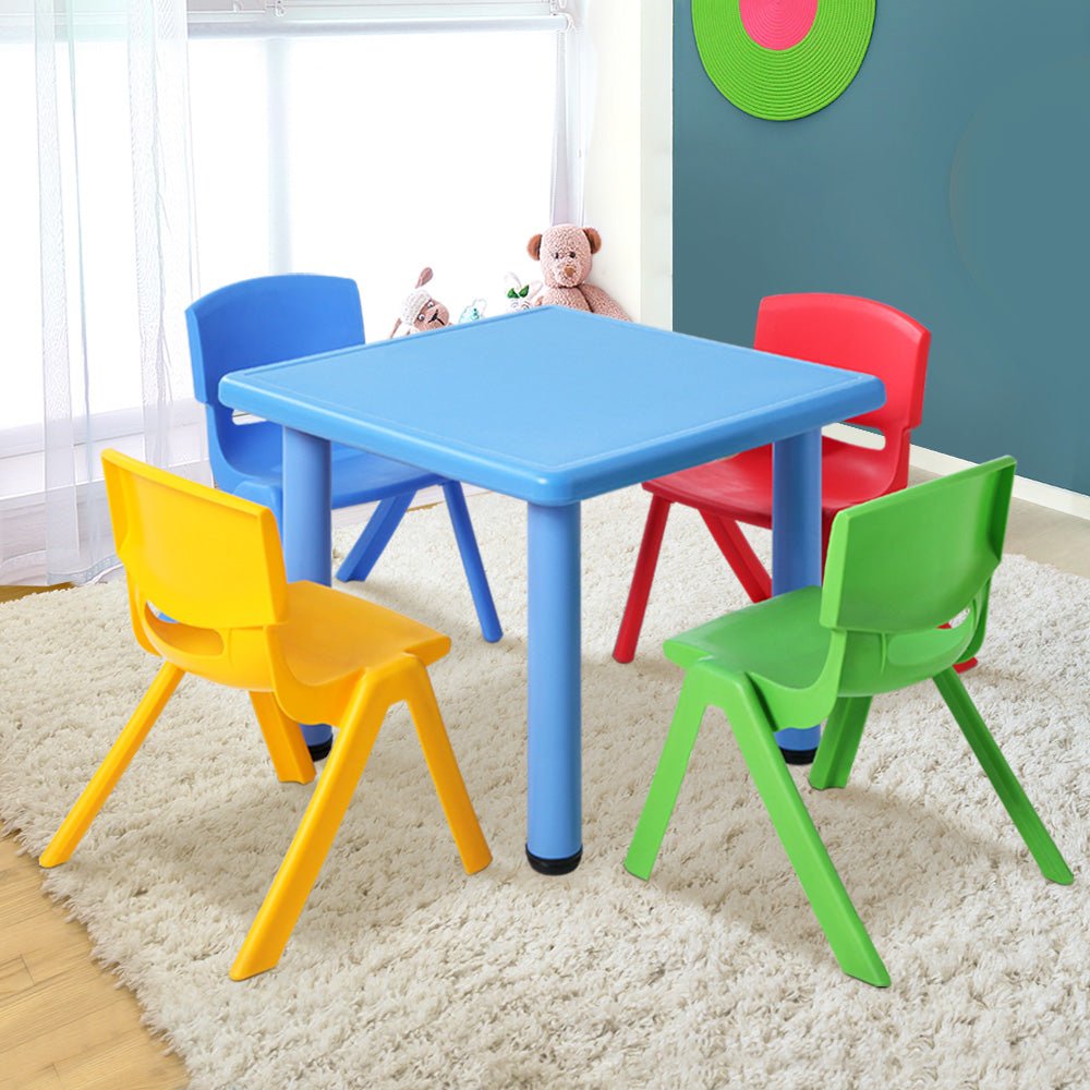 Furniture Keezi 5 Piece Kids Table and Chair Set Blue