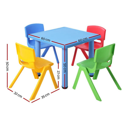 Keezi Kids Table and Chair Set Blue Multi - Vibrant, durable furniture for childrens play and study.