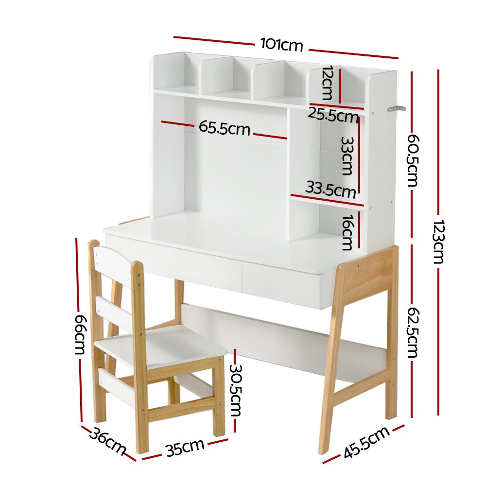 Keezi Kids Study Desk Set - Colorful table and chairs for productive play and learning