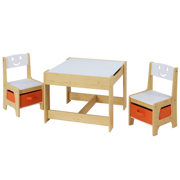 Keezi Kids Table and Chair Set with Blackboard, Storage Box Desk
