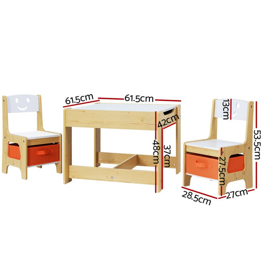 Keezi Kids Table and Chair Set with Blackboard, Storage Box Desk for creative play and storage