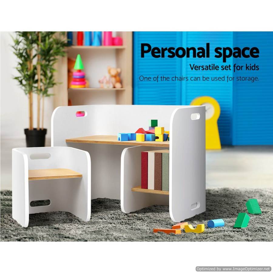 Keezi kids study desk set in white, perfect for kids learning and creativity at home.