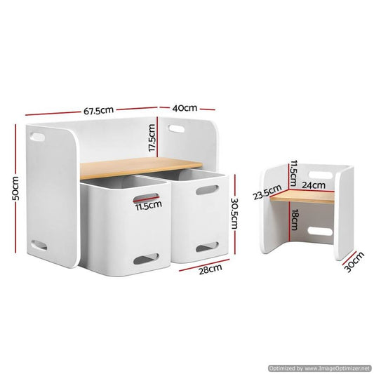 Keezi kids study desk set in white, ideal for childrens learning and play area.