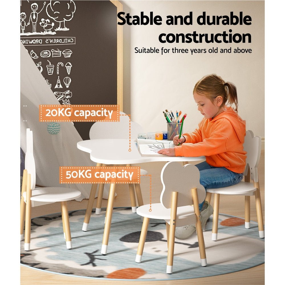 Keezi Kids Table and Chairs Set | 5-piece bundle perfect for childrens play and study activities.