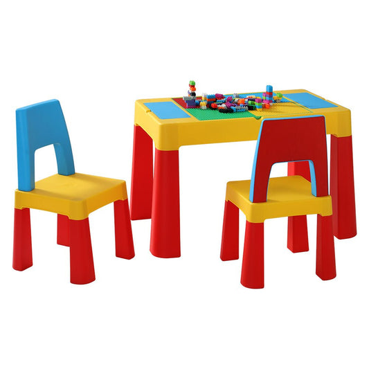 Keezi Kids Table and Chairs Set with Block Toys for creative play at home