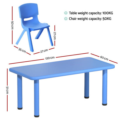 Keezi Kids 120CM Study Desk Set | Colorful Plastic Table with 8 Chairs for Home Learning