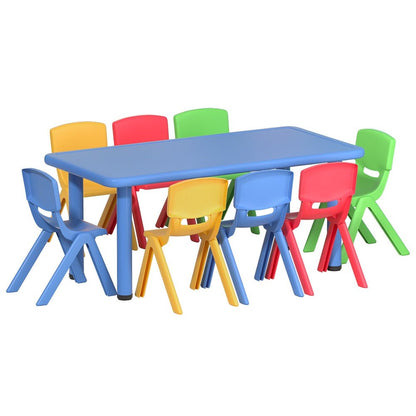 Keezi Kids Study Desk Furniture | 120CM Plastic Table Set with 8 Chairs, ideal for home learning.