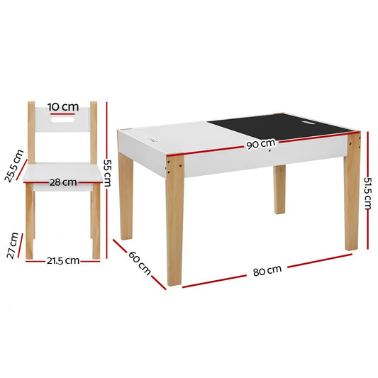 Keezi Kids Table Chair Set with Chalkboard, ideal for creative play and learning activities.