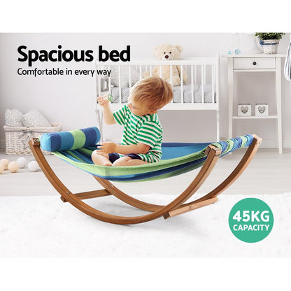 Keezi Kids Timber Hammock Bed Swing in Blue - perfect fun and relaxation for kids.