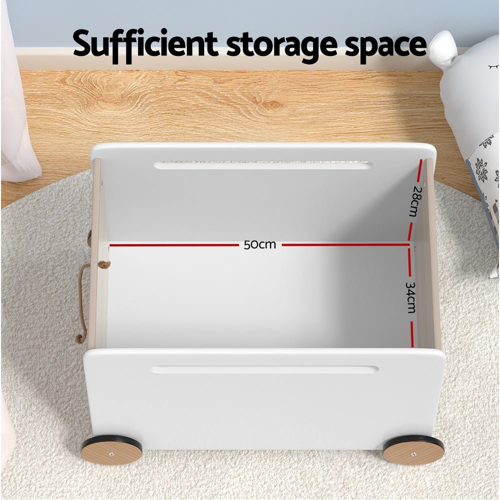 Keezi Kids Toy Box with Wheels for Storage and Organization in Childrens Room