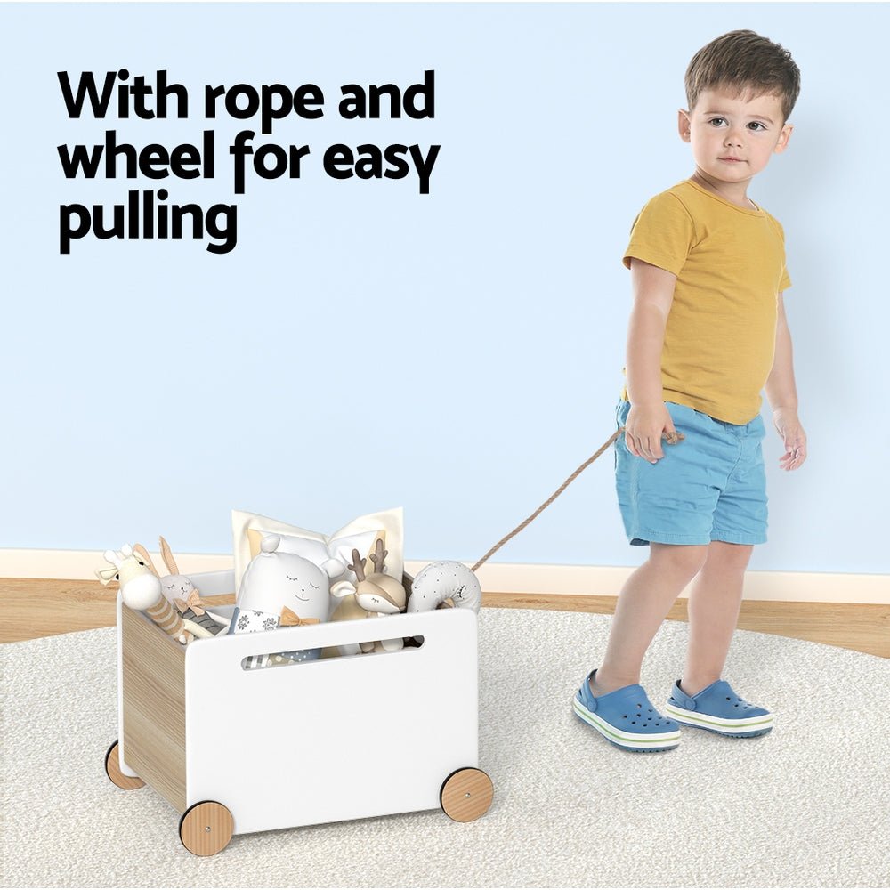 Keezi kids toy box with wheels - fun and practical storage solution for childrens toys.