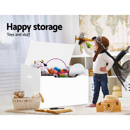 Keezi Kids Toy Box Storage Chest | White, spacious organizer for childrens toys and belongings.