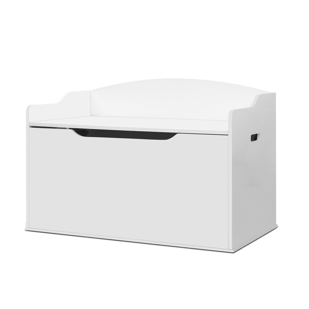 Keezi Kids Toy Box | Spacious, white storage chest for tidy, playful organization in childrens rooms.