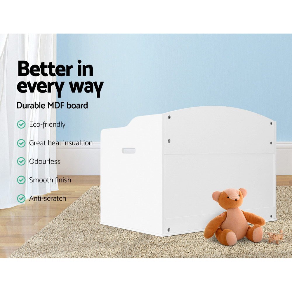 Keezi white toy box storage chest for kids room organization and playroom tidy-up.