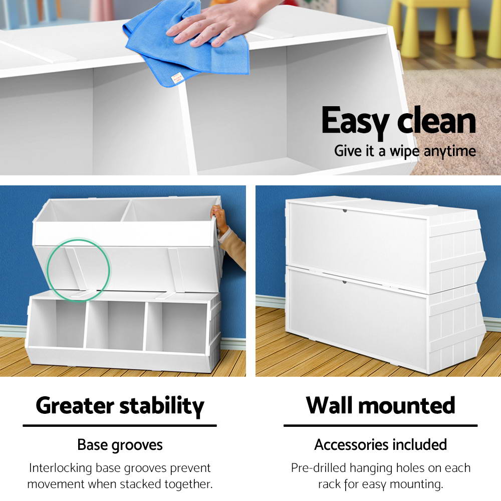 Keezi Kids Toy Storage Box in White - Spacious and sturdy organizer for childrens toys.