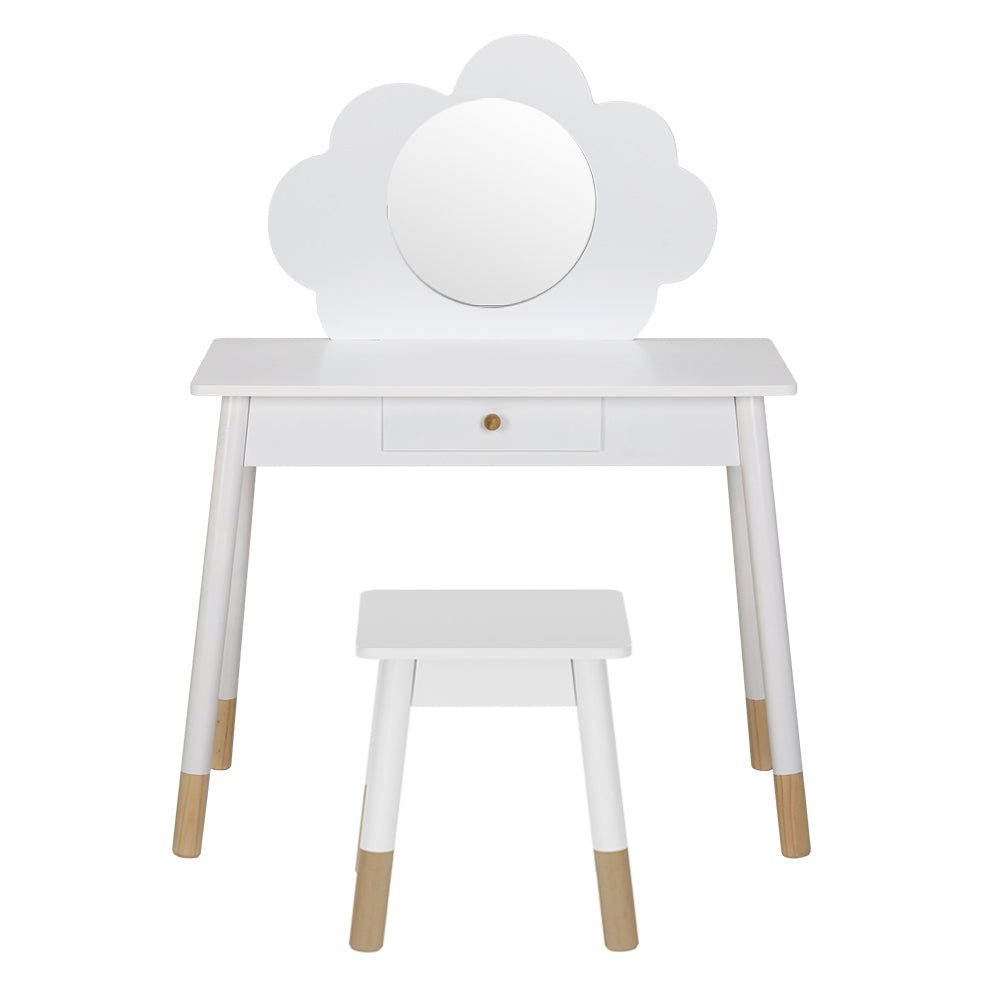 Keezi Kids Vanity Set | White wooden table with mirror, drawer | ideal for childrens makeup.