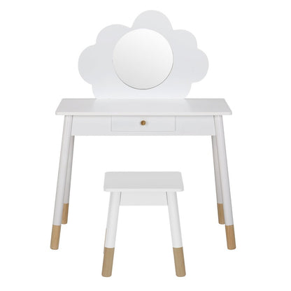 Keezi Kids Vanity Set | White wooden table with mirror, drawer | ideal for childrens makeup.