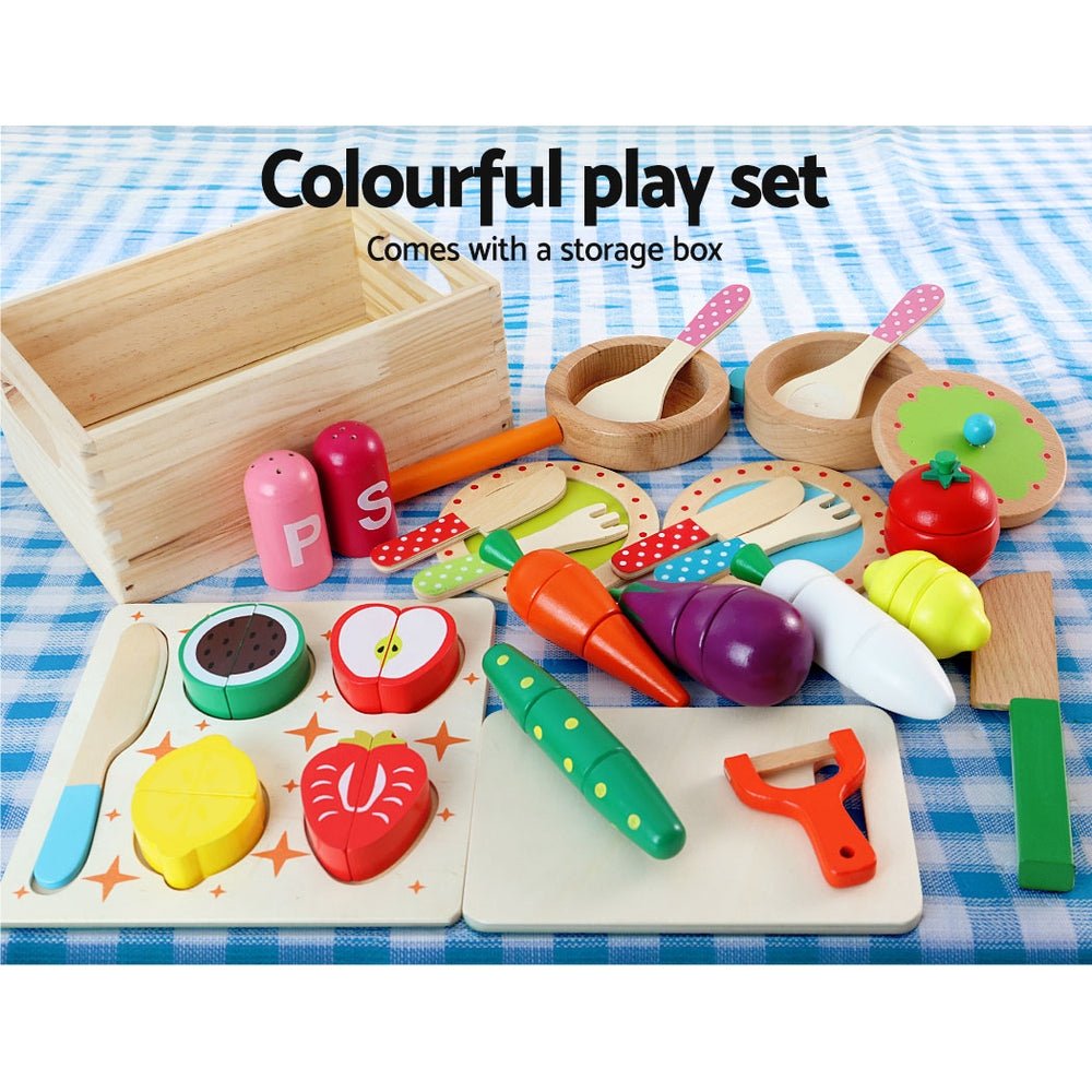 Keezi Kids Wooden Kitchen Pretend Play Set - Interactive pink cooking toys for children.